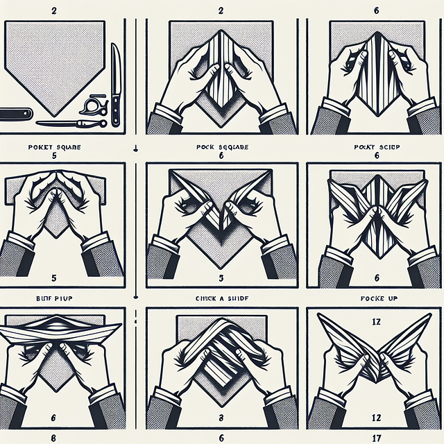 pocket square with both sides folded to create wings