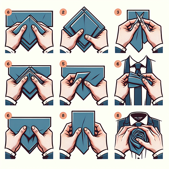 pocket square folded at the bottom to secure the puff