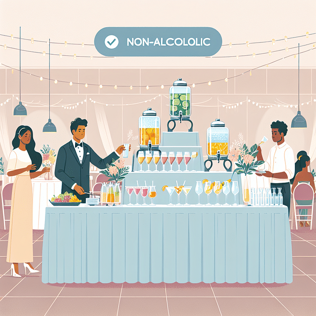 non-alcoholic drink station at wedding