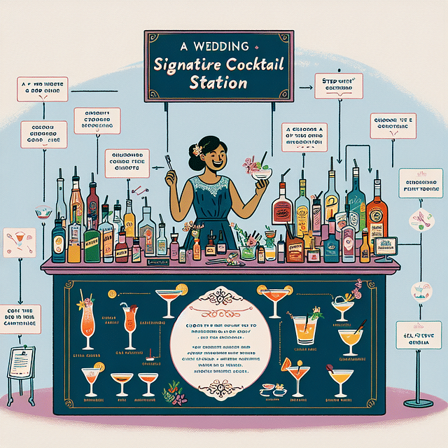wedding signature cocktail station