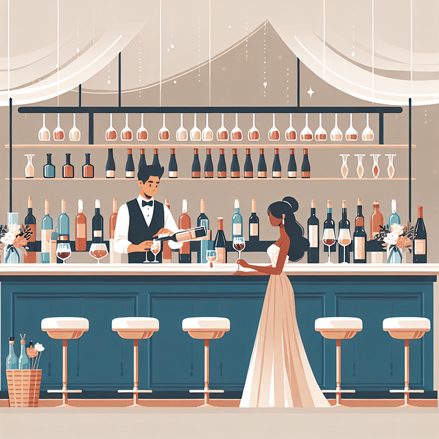 wine and beer bar at wedding