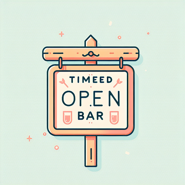 timed open bar sign at wedding