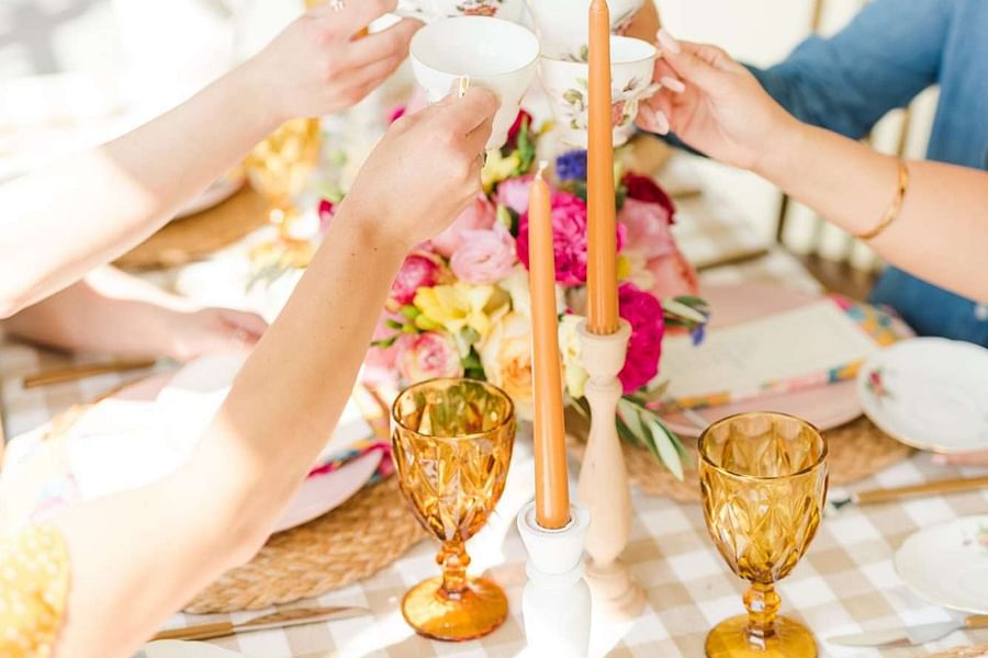 time traveler tea party wedding shower