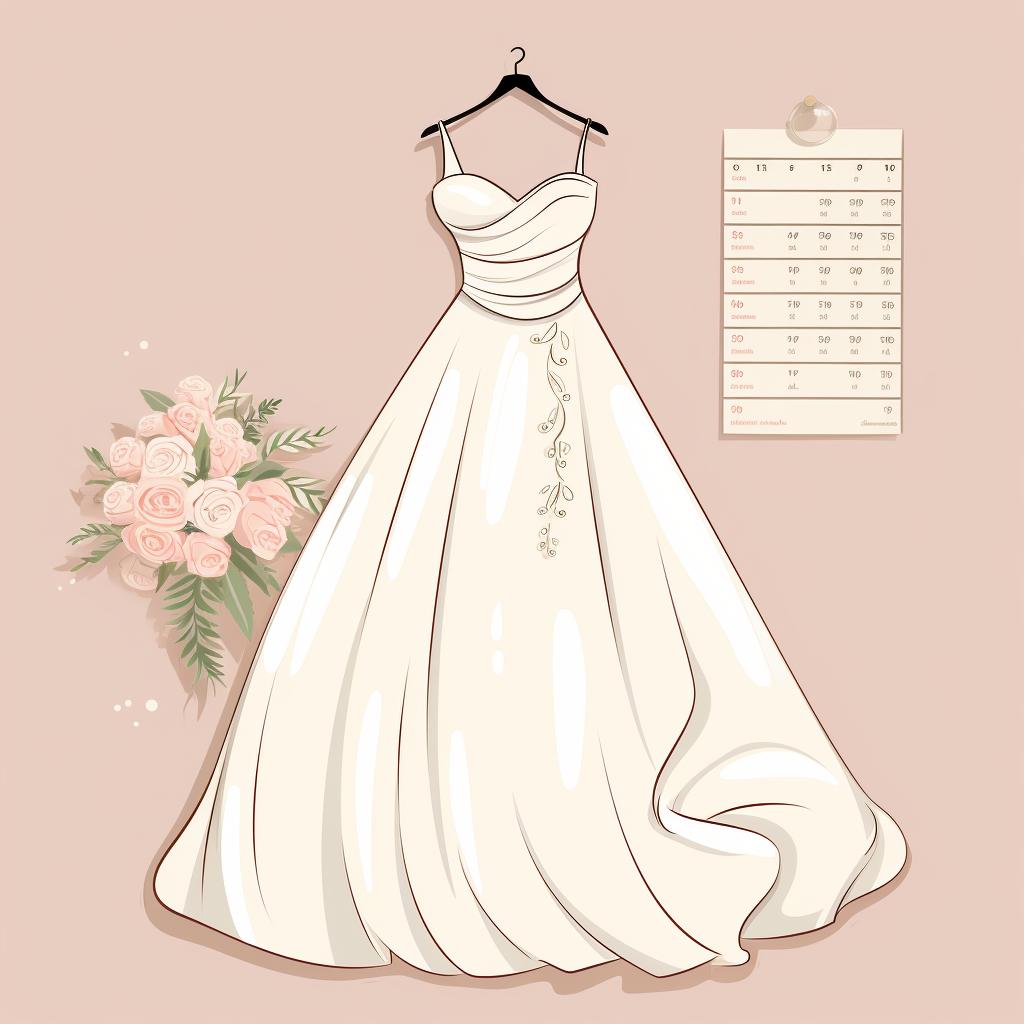A budget sheet with wedding dress expenses outlined