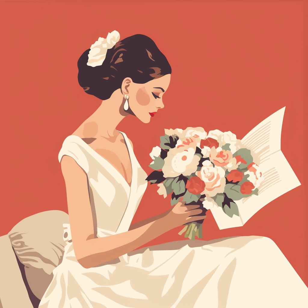 A bride browsing through a bridal magazine