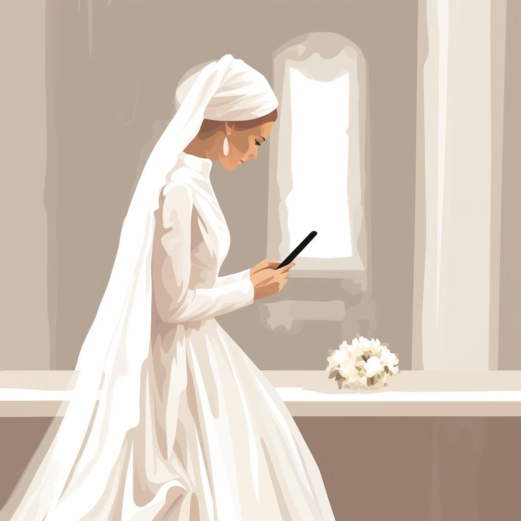 A bride browsing wedding dress styles on her tablet