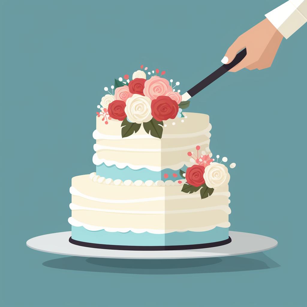 Wedding cake being cut